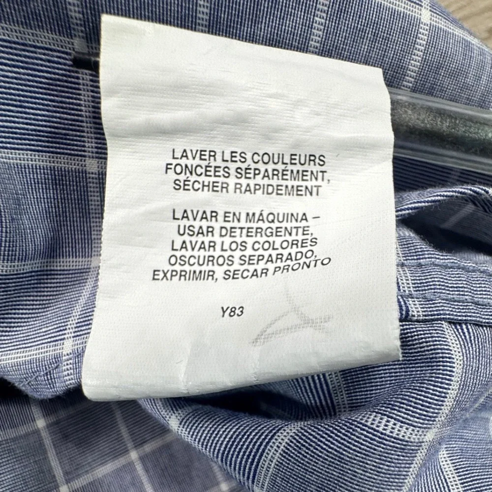 Tommy Hilfiger Mens Regular Fit Stretch Wrinkle Resistant Blue Plaid Shirt‎ XL